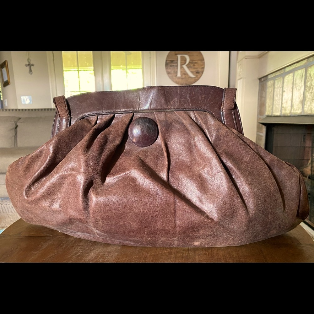 HOBO brand Brown Leather Hobo Magnetic Closure